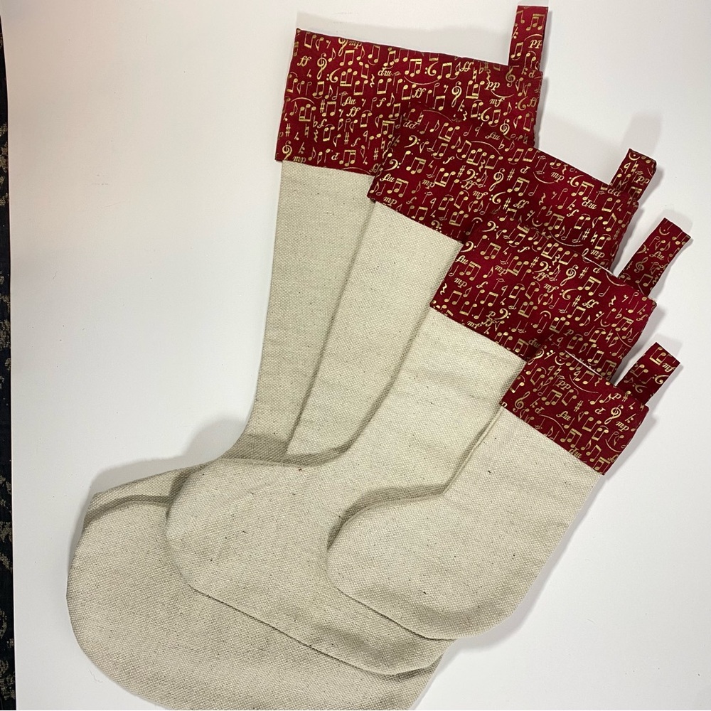 Handmade Music Notes Christmas Stockings Set of 4